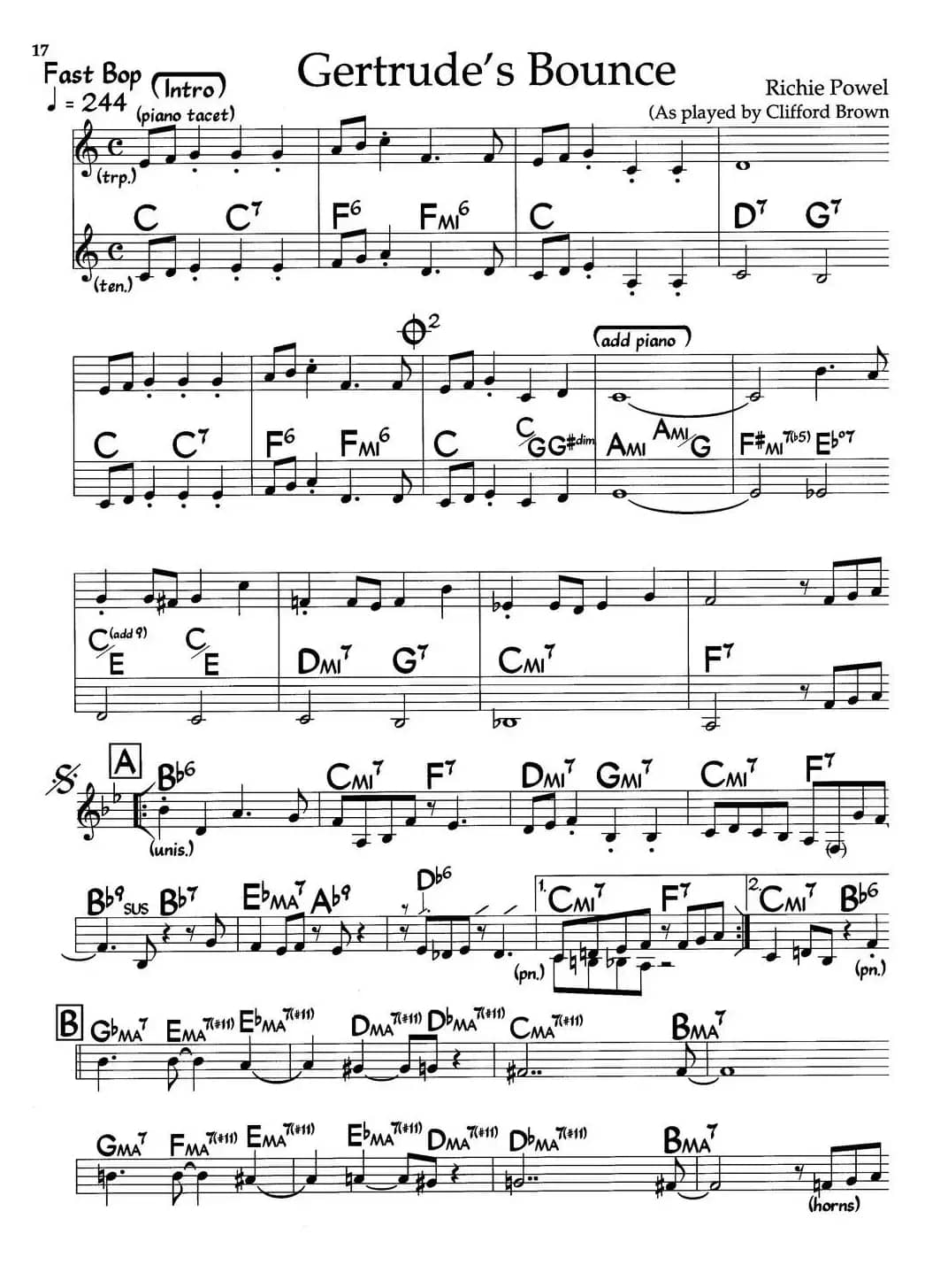 Gertrude's Bounce（爵士钢琴曲）