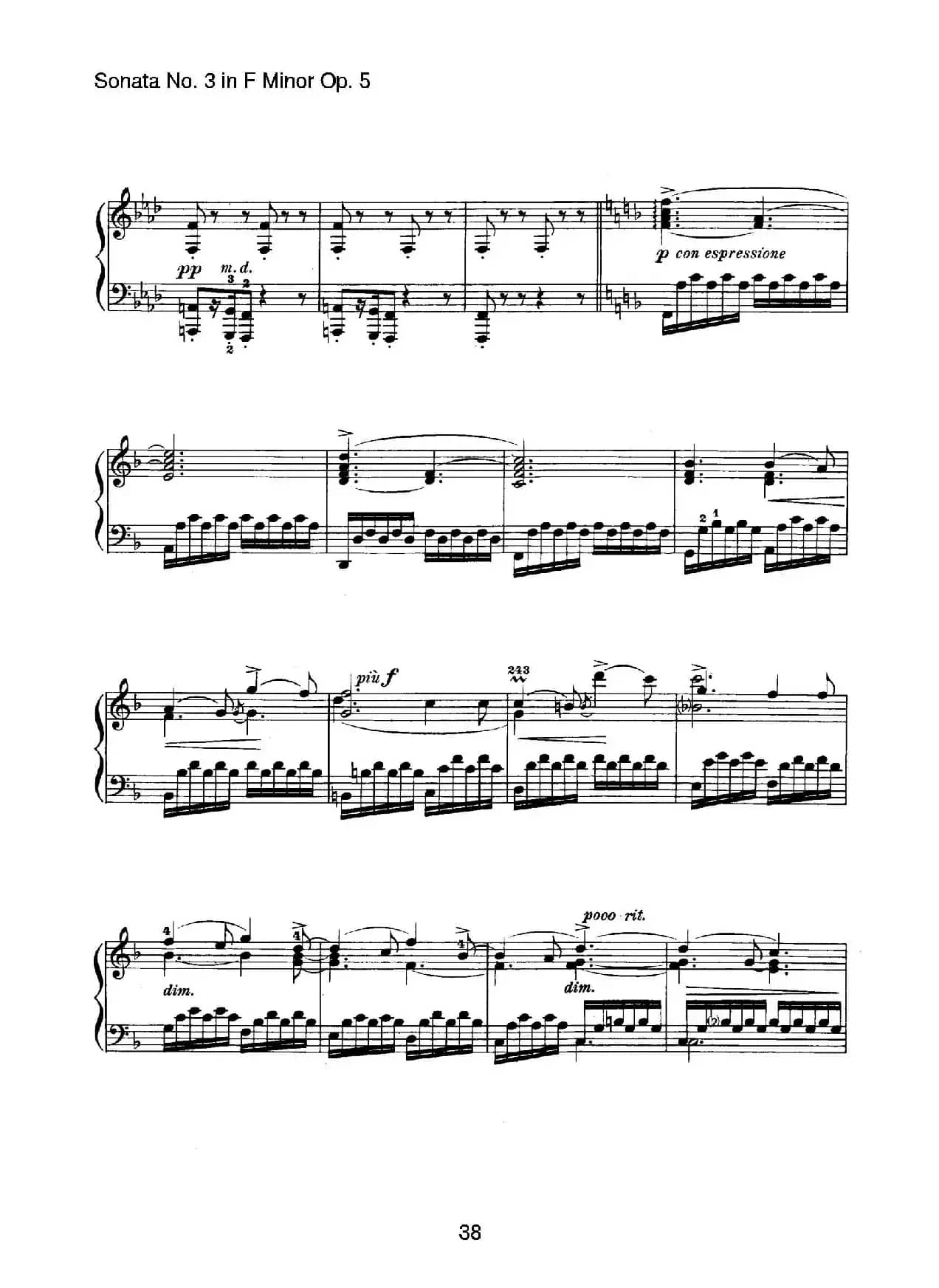Piano Sonata No.3 in f Minor Op.5（f小调第三钢琴奏鸣曲）
