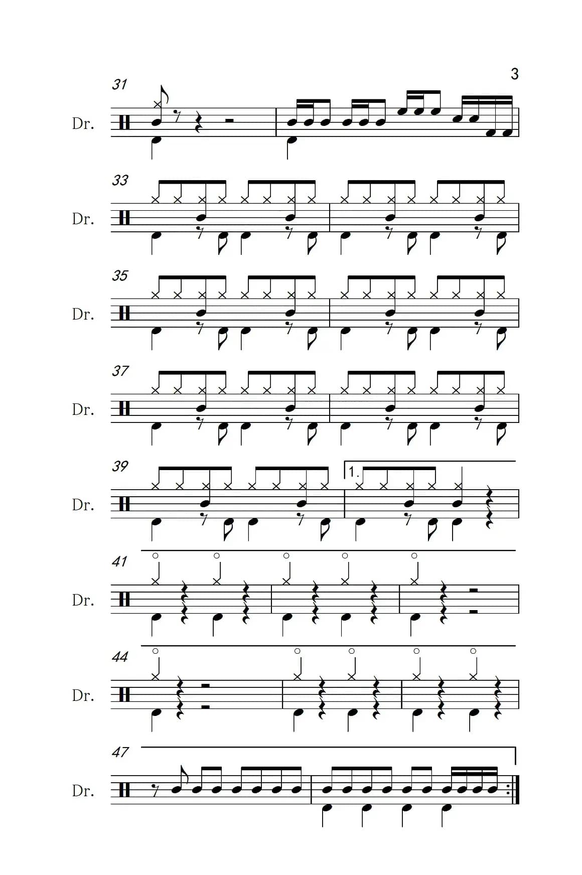 我的中国心（架子鼓谱）