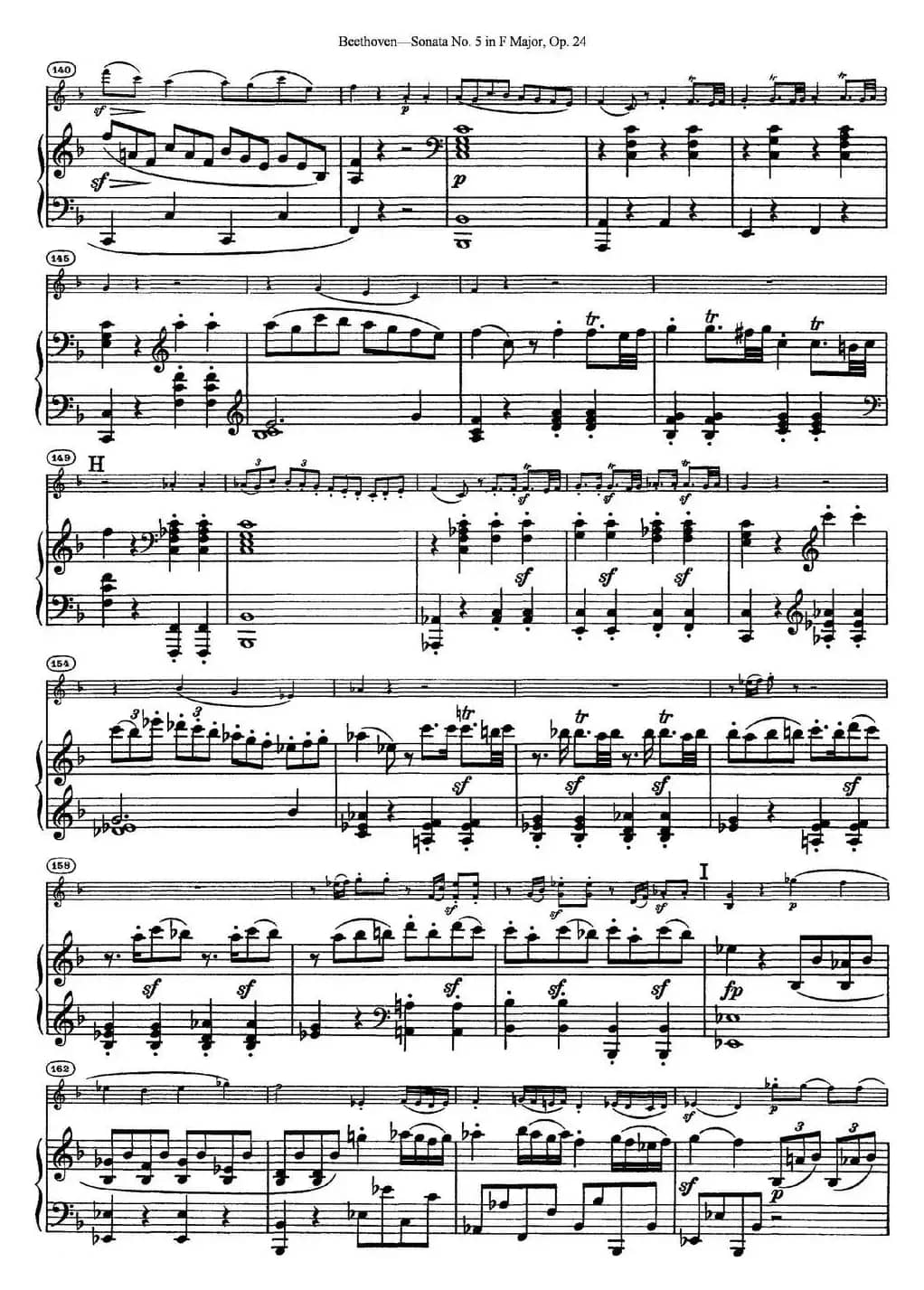 Violin Sonata No.5 in F Major Op.24（小提琴+钢琴伴奏）