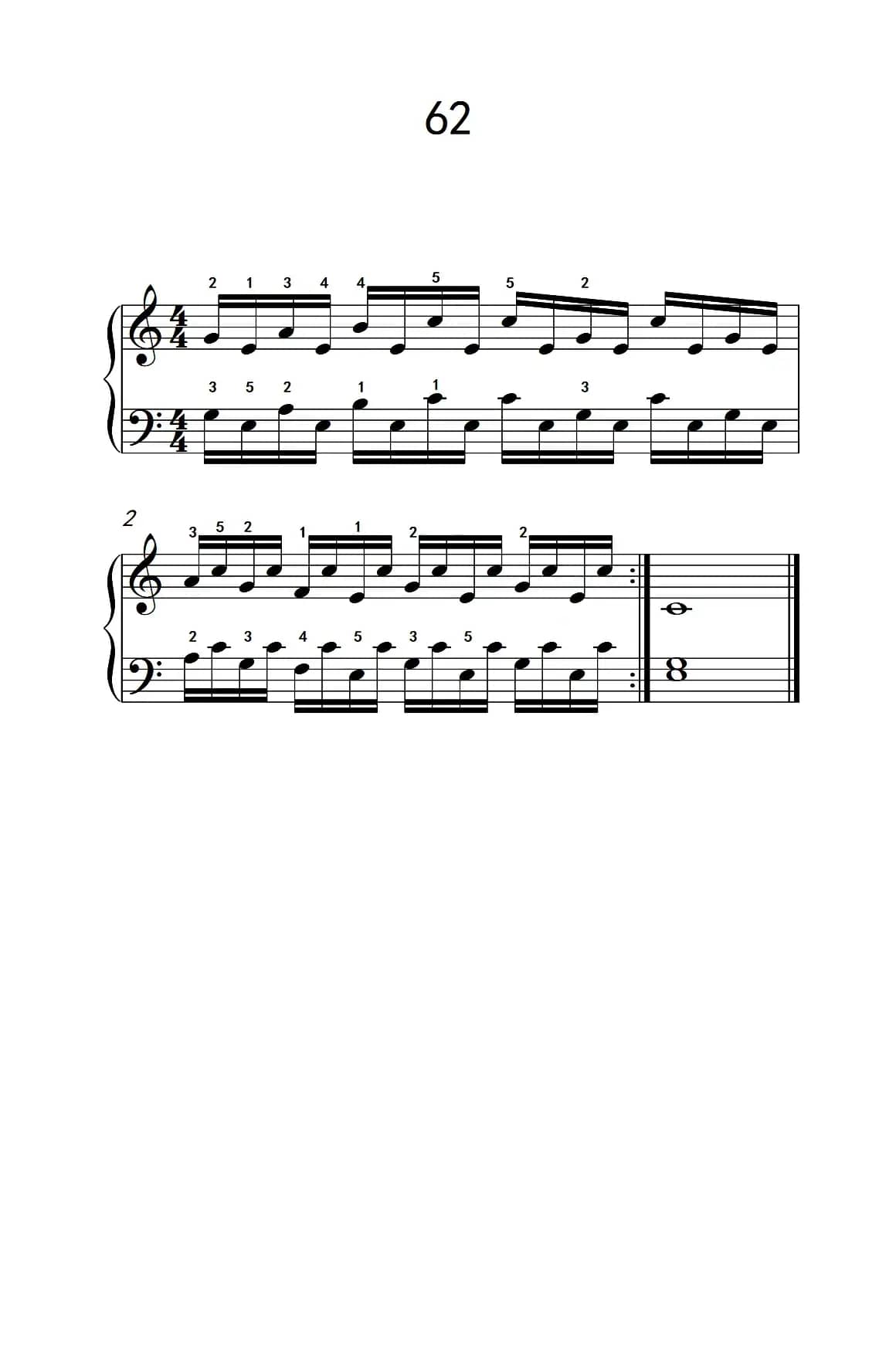 用手臂及手腕带动手指的练习 62（儿童钢琴手指练习 2）