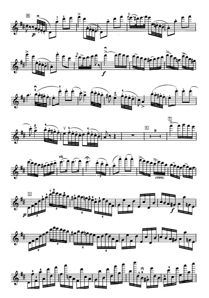 D大调小提琴协奏曲（二胡移植五线谱）