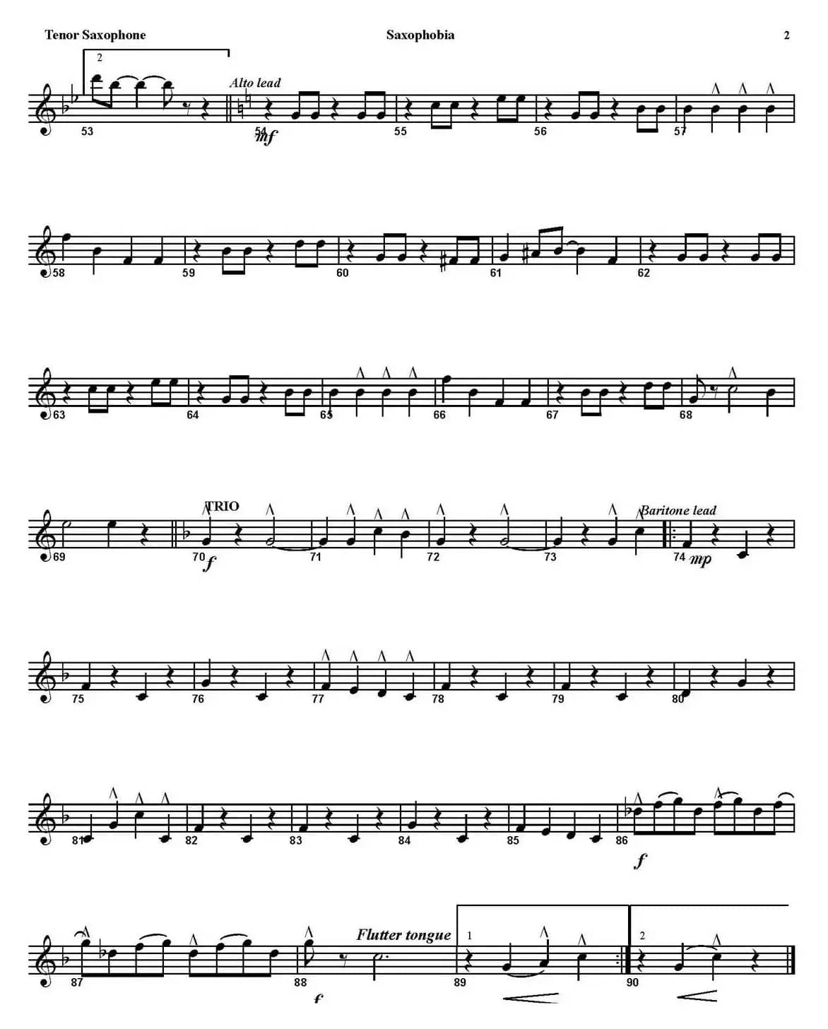 SAXOPHOBIA（四重奏·次中音萨克斯分谱）