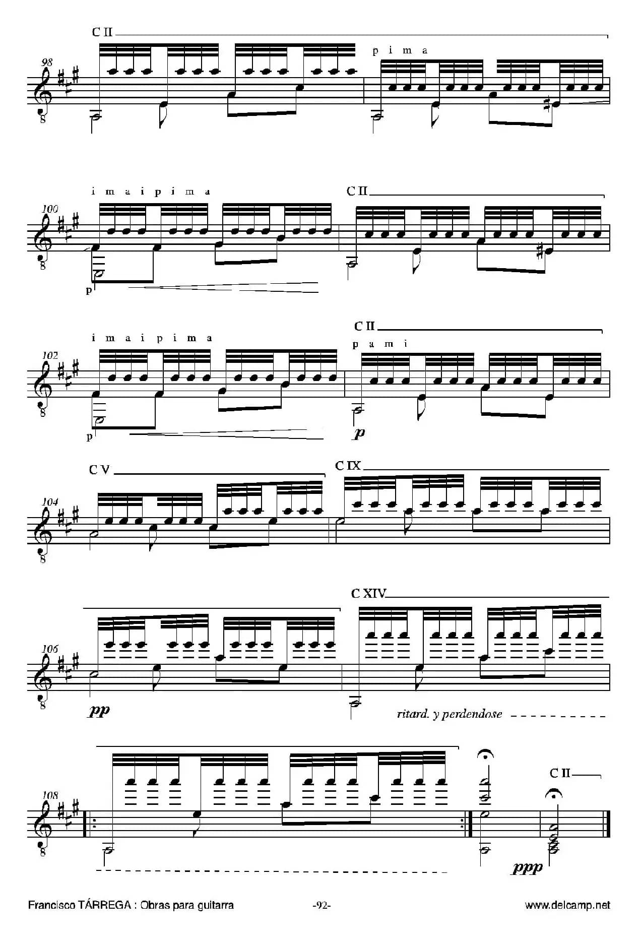 《塔雷加作品全集》第5部分（古典吉他）