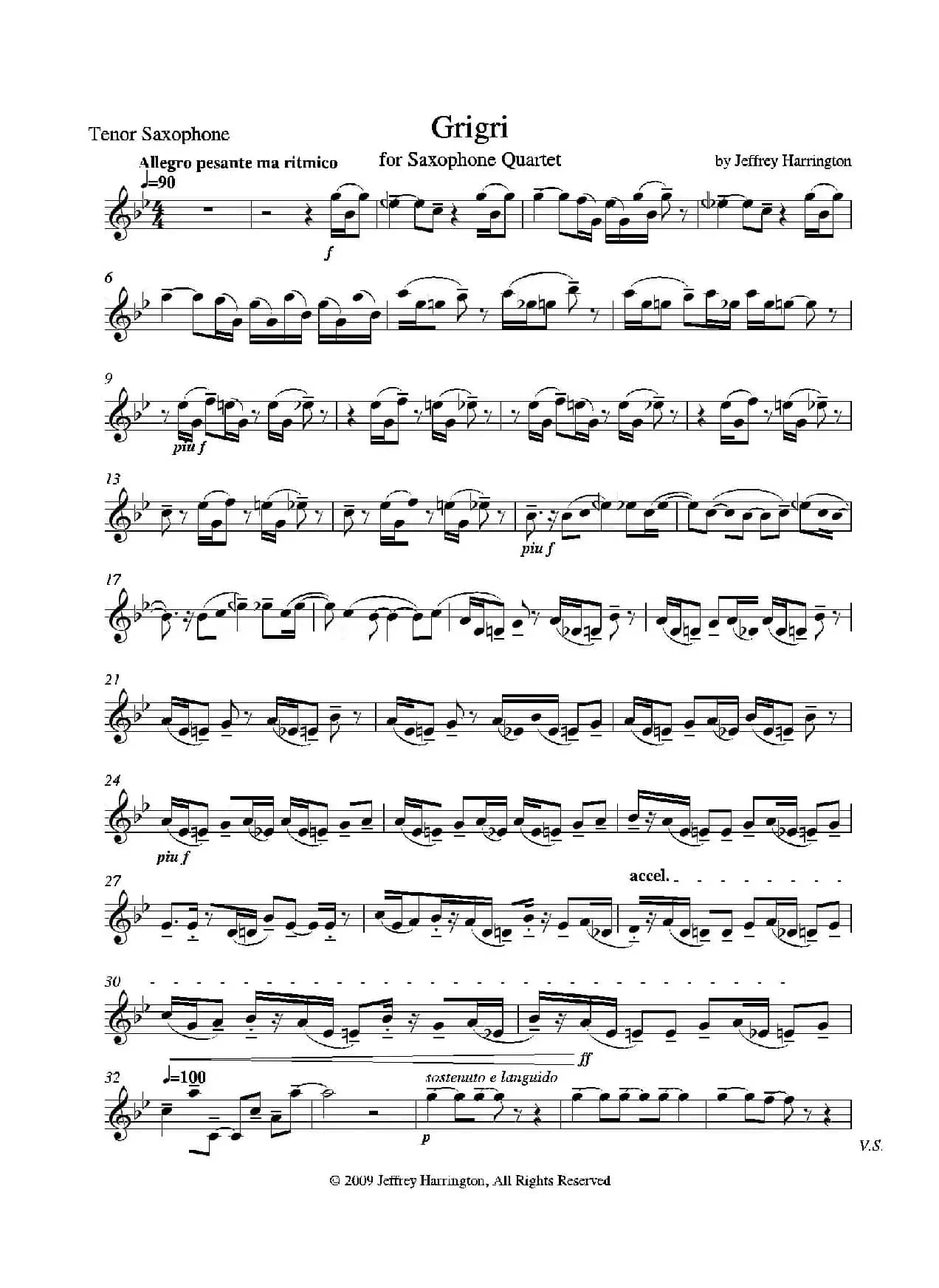 Grigri（四重奏次中音萨克斯分谱）