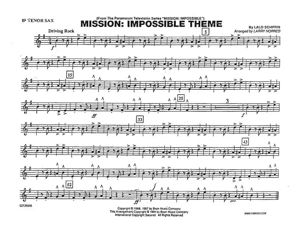 MISSION:IMPOSSIBLE THEME（分谱：次中音萨克斯）