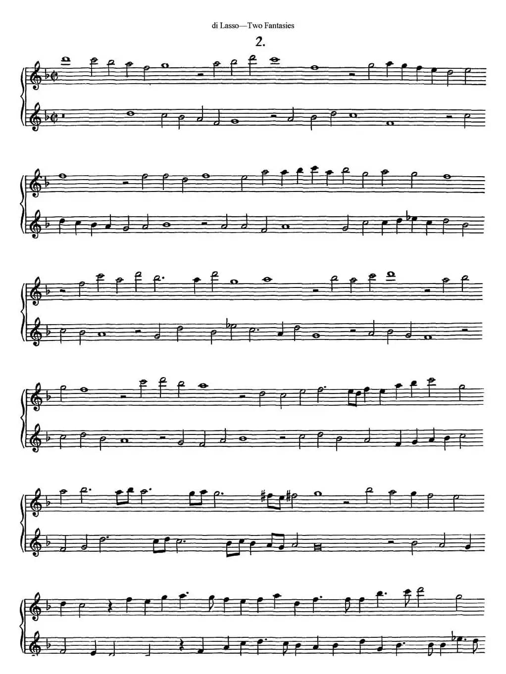 迪.拉索长笛二重奏2段幻想曲（Two Fantasies ）
