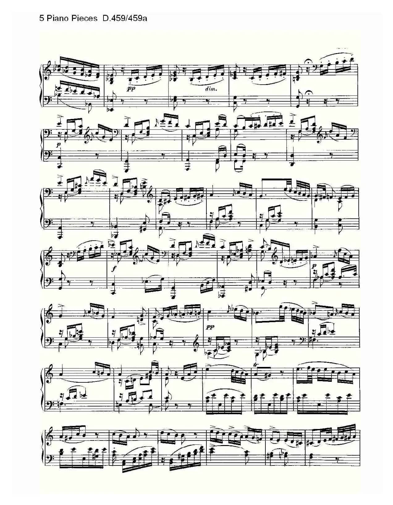 5 Piano Pieces D.459/459a(钢琴五联奏D.459/459a)