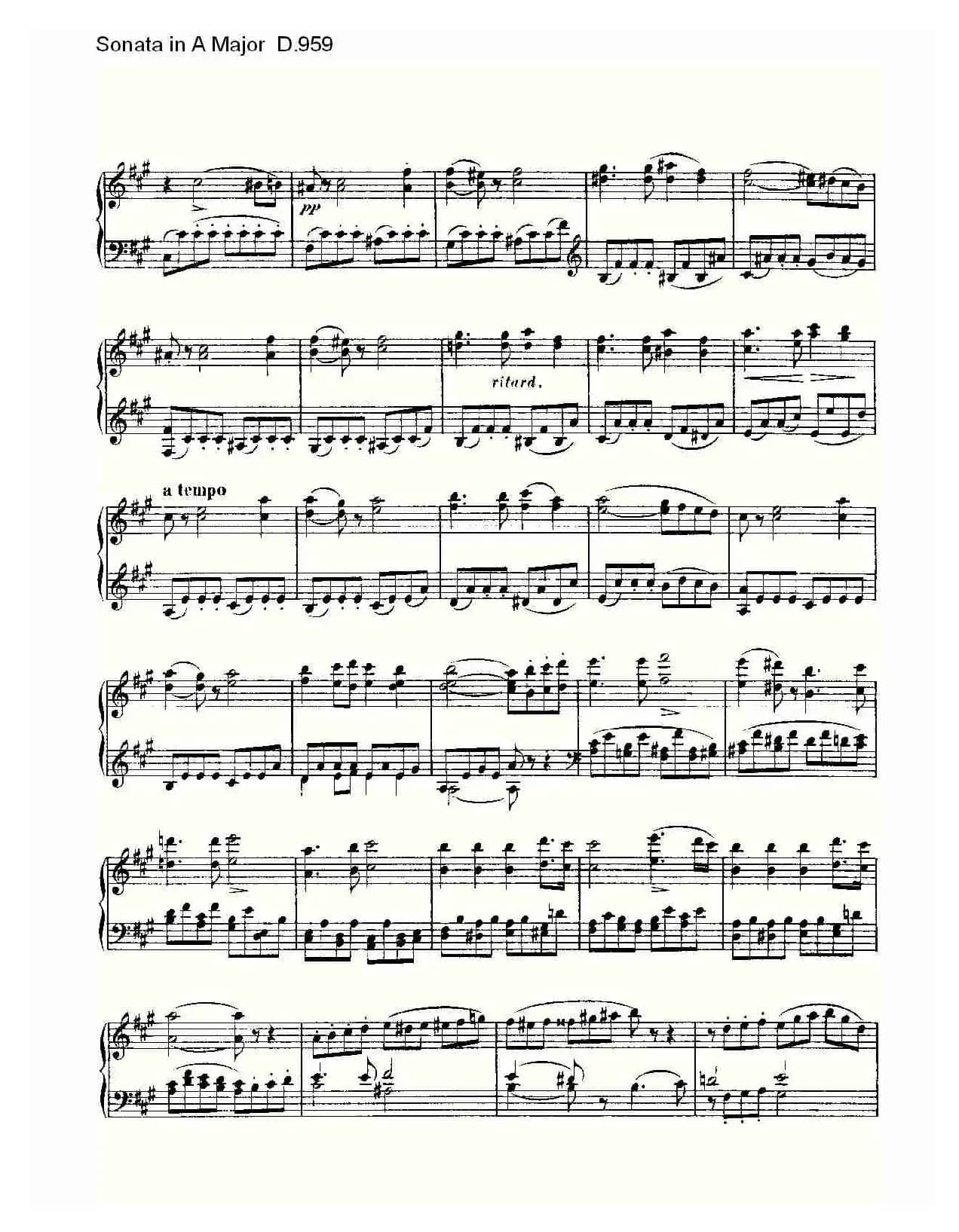Sonata in A Major D.959（A大调奏鸣曲 D.959）