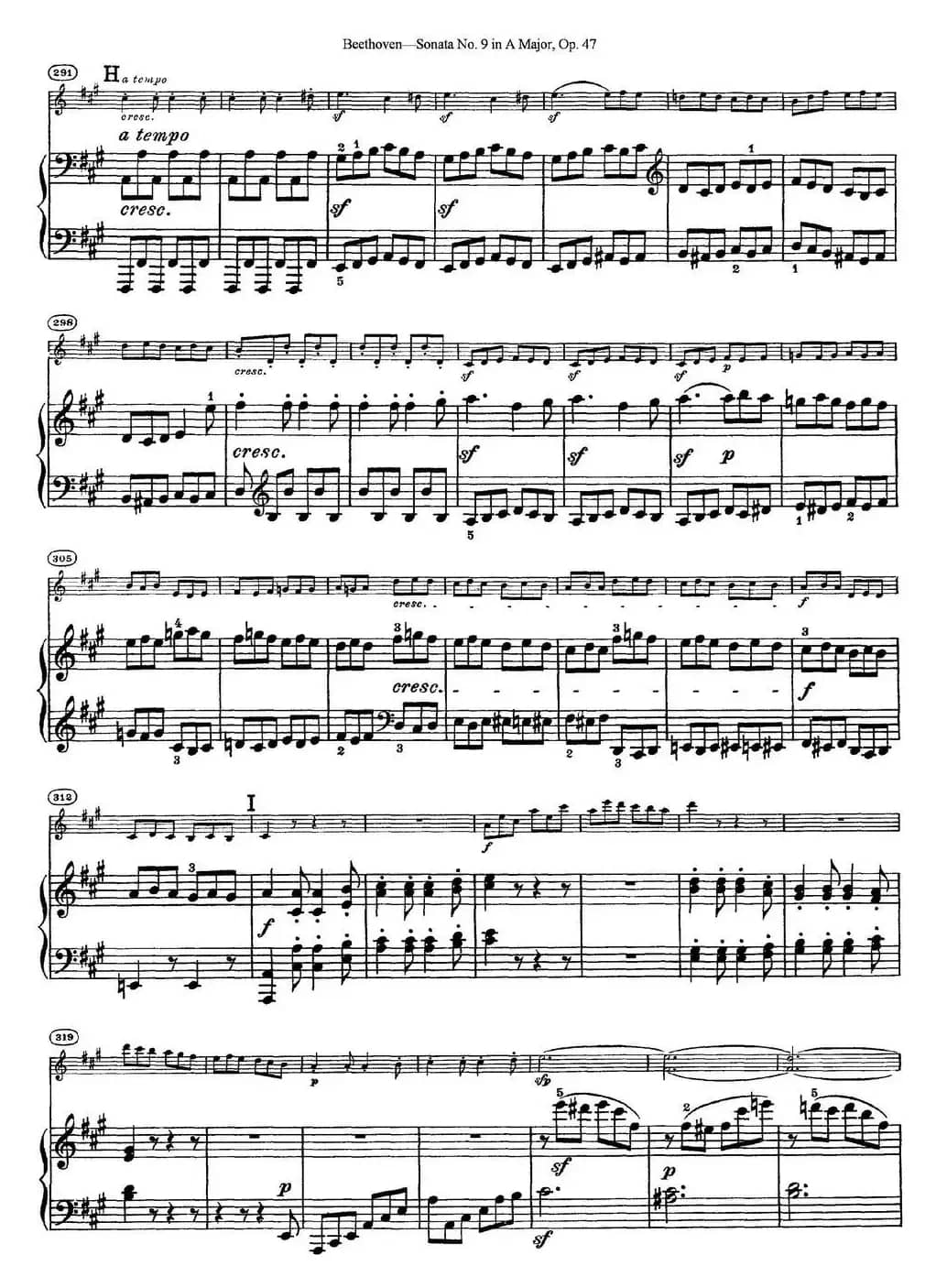 Violin Sonata No.9 in A Major Op.47（小提琴+钢琴伴奏）