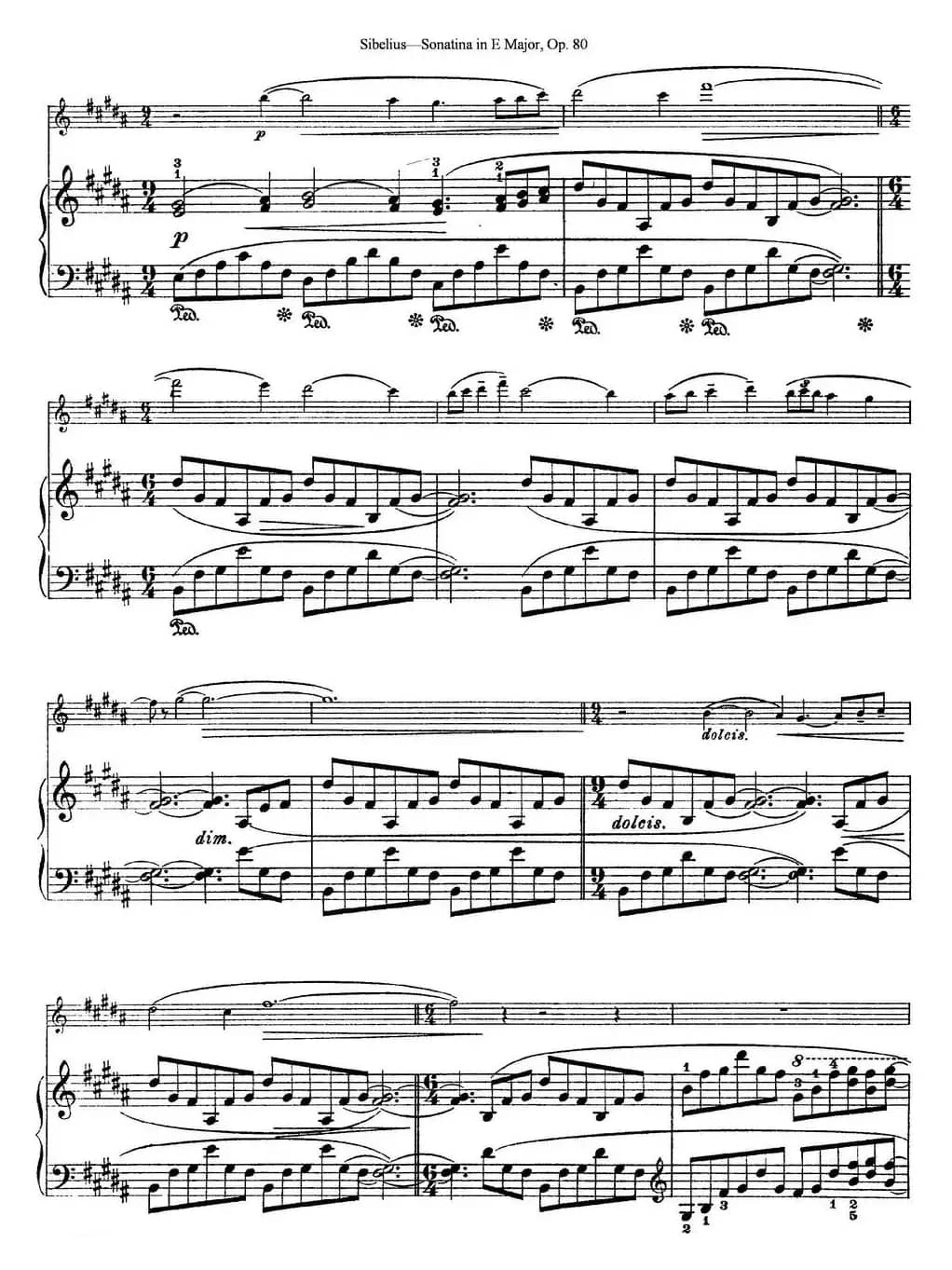 Violin Sonatina in E Major Op.80（小提琴+钢琴伴奏）