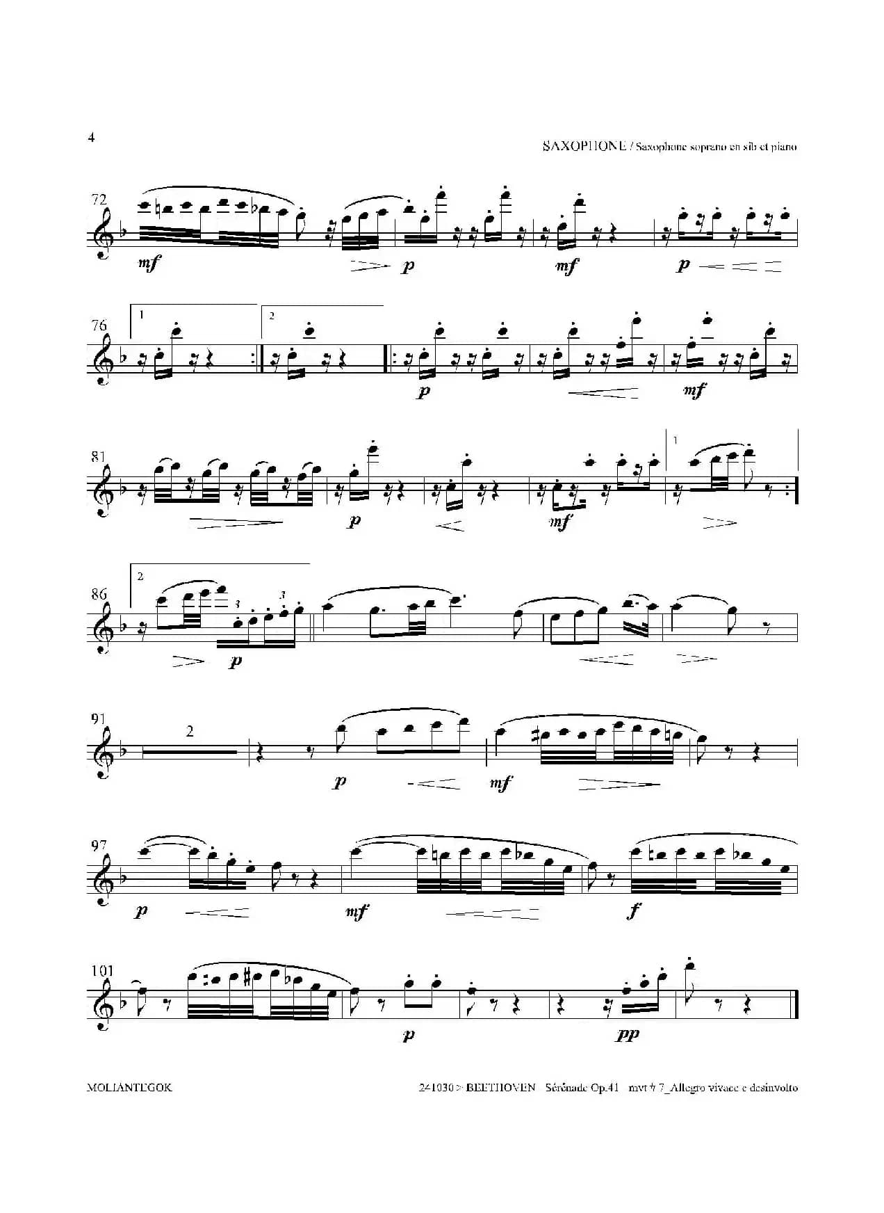 小夜曲 Op.41（高音萨克斯）