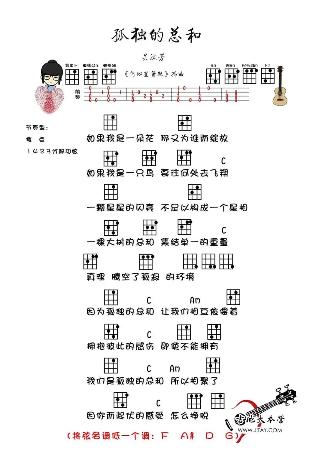 孤独的总和（电视剧《何以笙箫默》插曲）（尤克里里谱）