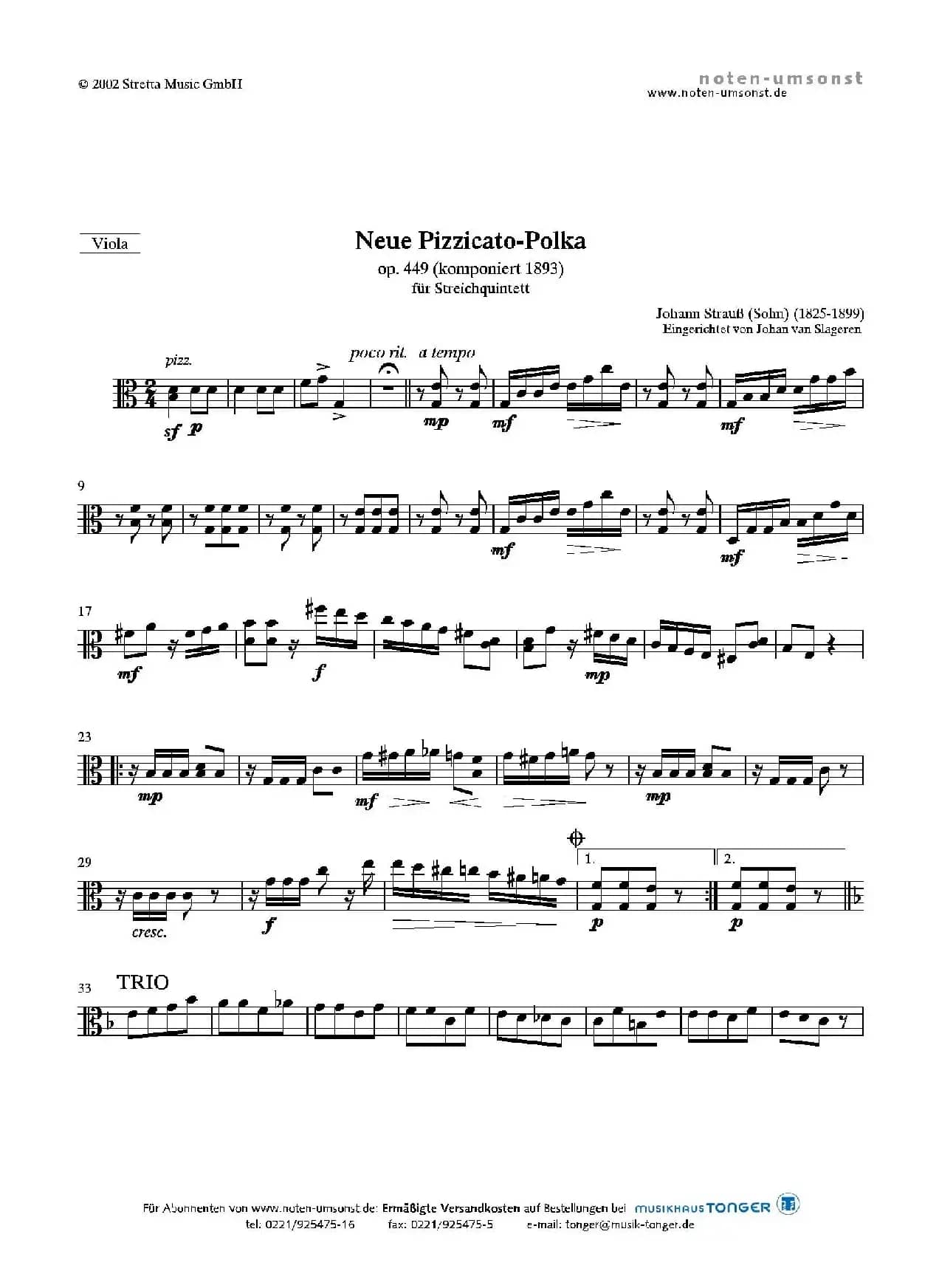 新拨弦波尔卡（弦乐五重奏总谱+分谱）