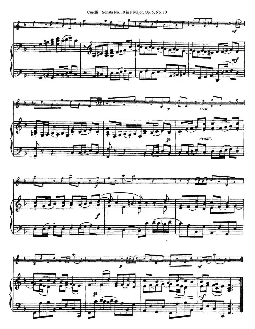 Sonata No.10 in F Major Op.5 No.10（小提琴+钢琴伴奏）