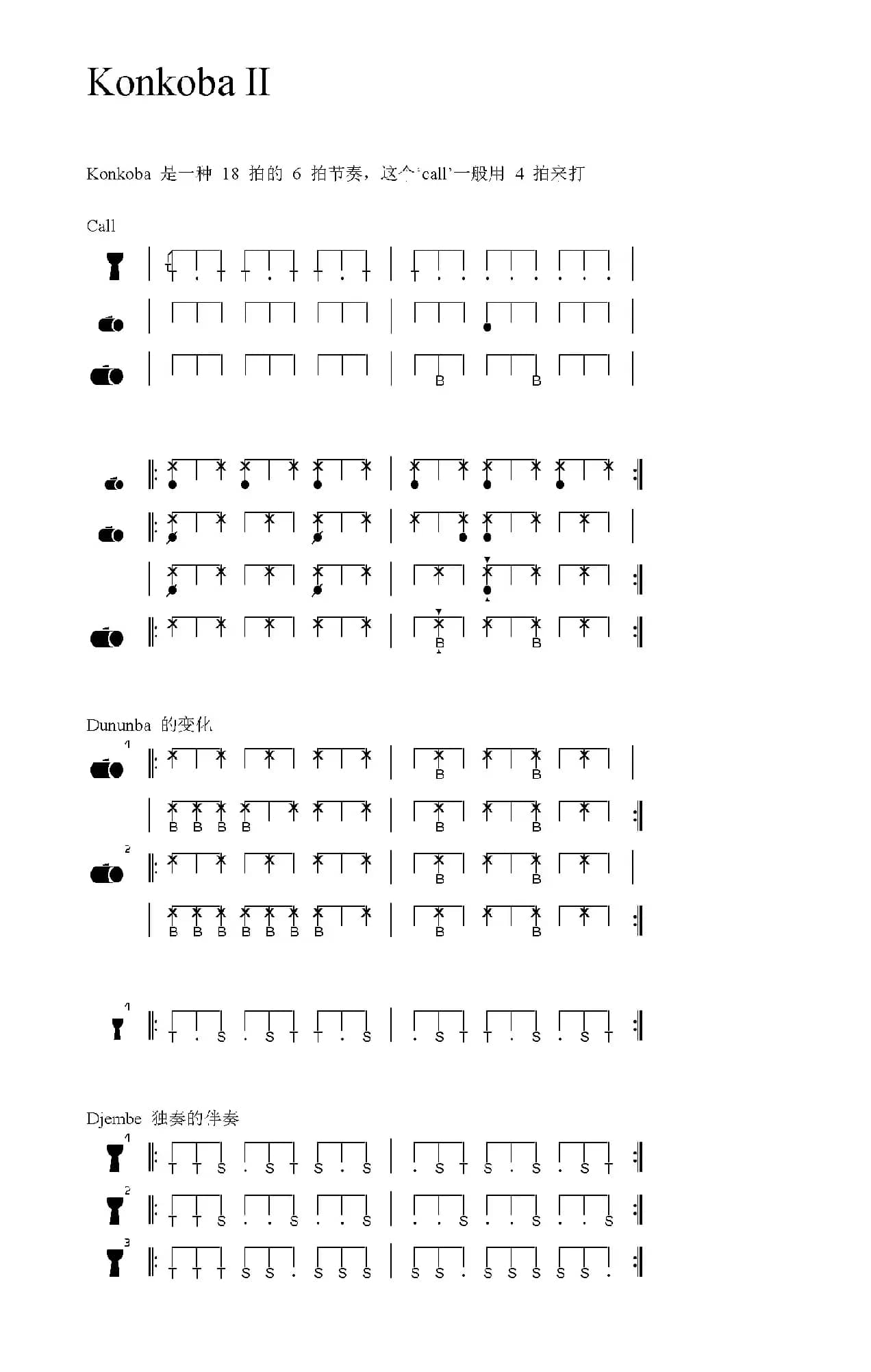 Konkoba II（非洲手鼓谱）