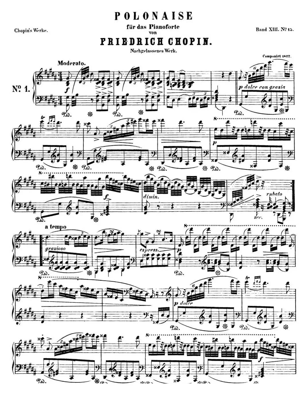 肖邦 波兰舞曲 Op.posth.P.1 No.3 升g小调