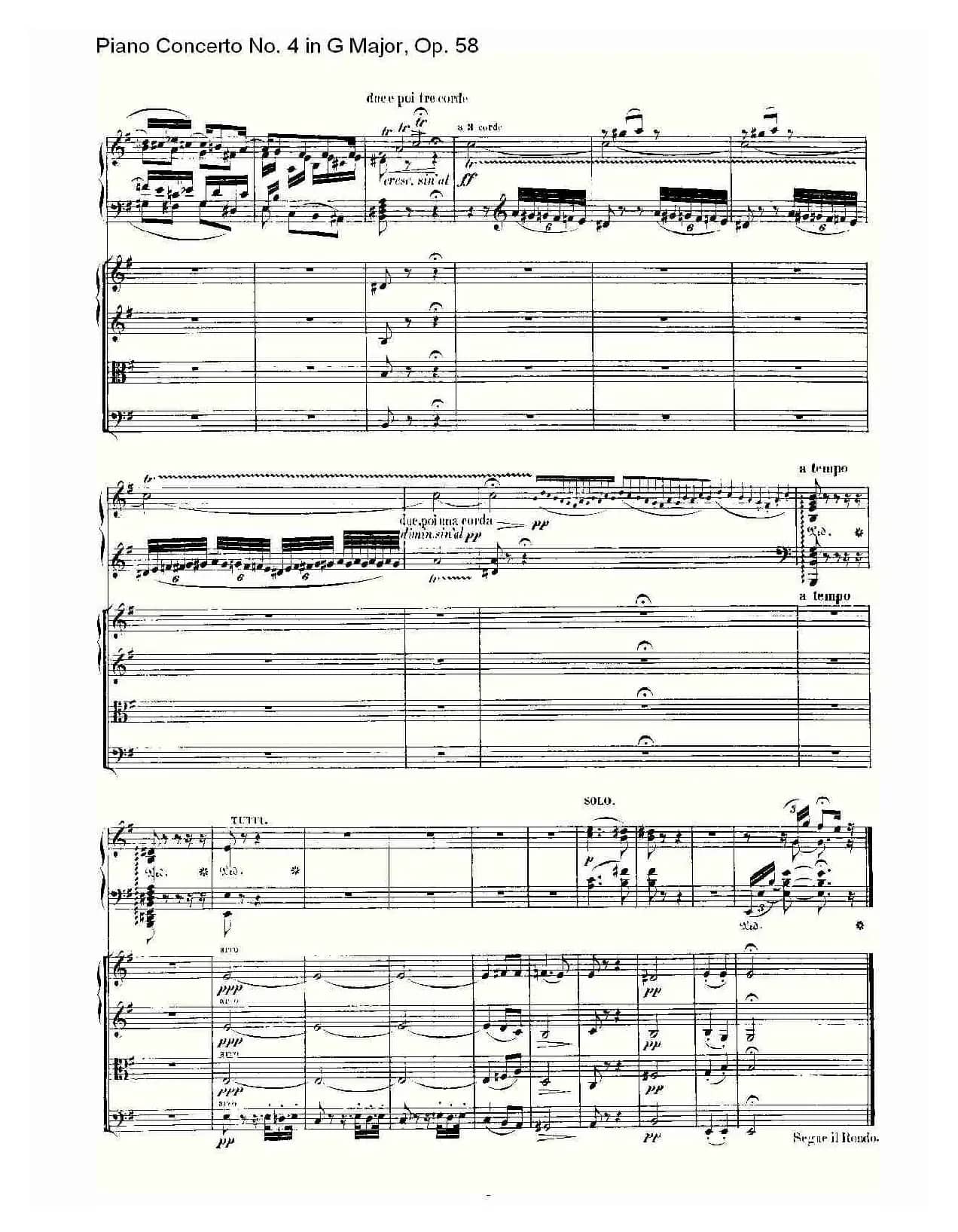 Ｇ大调钢琴第四协奏曲 Op.58 第二乐章（总谱）
