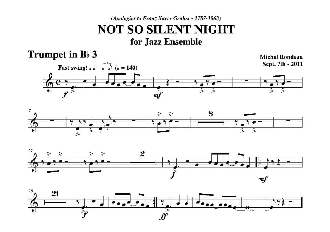 NOT SO SILENT NIGHT（第三降B小号分谱）