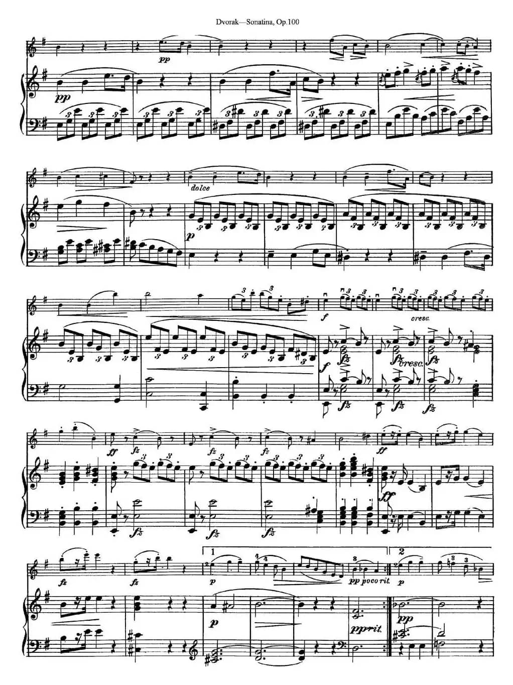 Violin Sonatina Op.100（小提琴+钢琴伴奏）