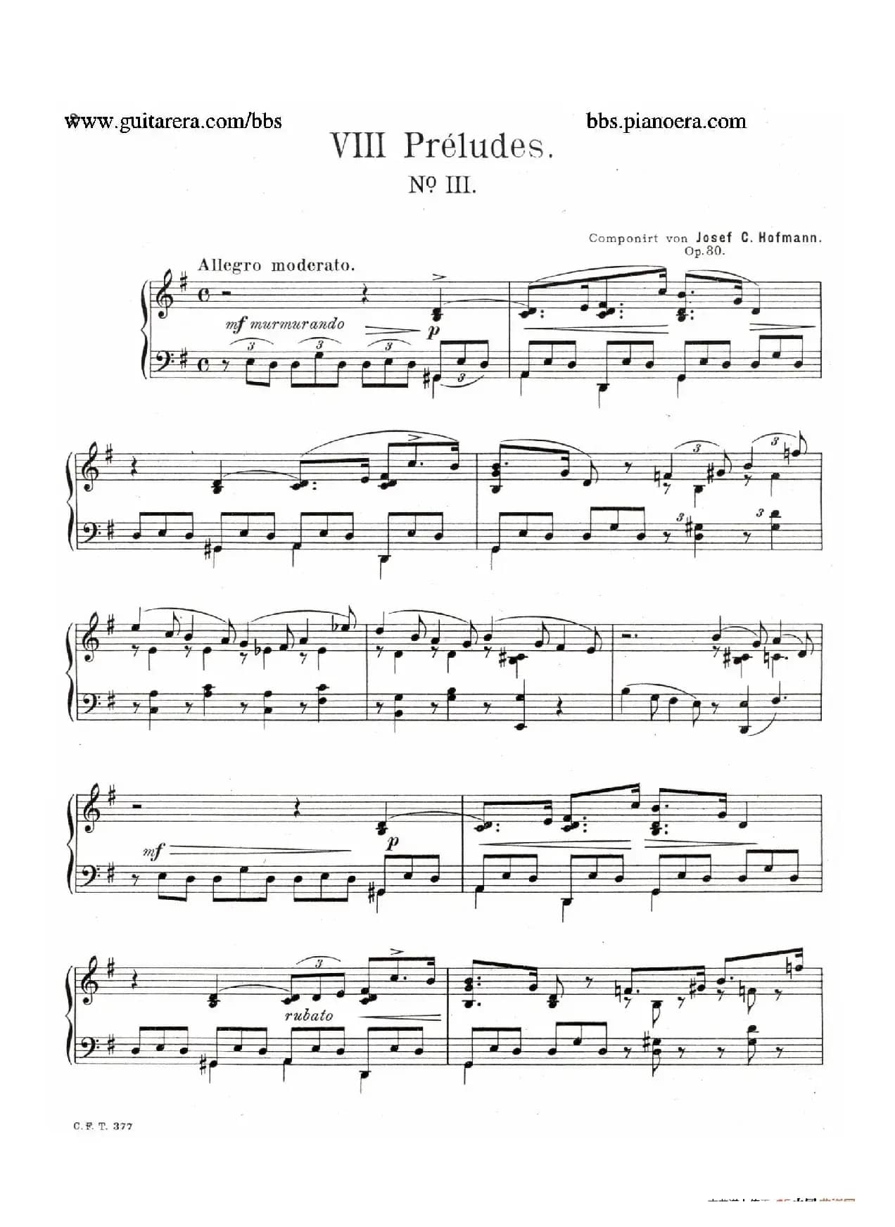 Eight Preludes Op.30（8首前奏曲 3. G大调）