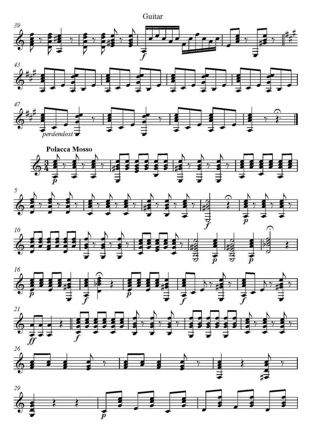 帕格尼尼六首《小提琴和吉他二重奏》 (M.S.110)（吉他分谱）