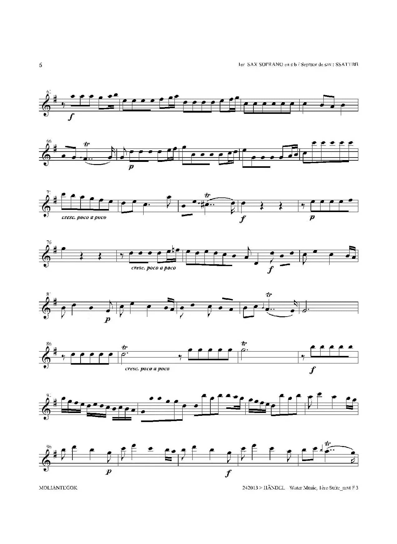 Water Music（HWV.348 No.1）（第一高音萨克斯）