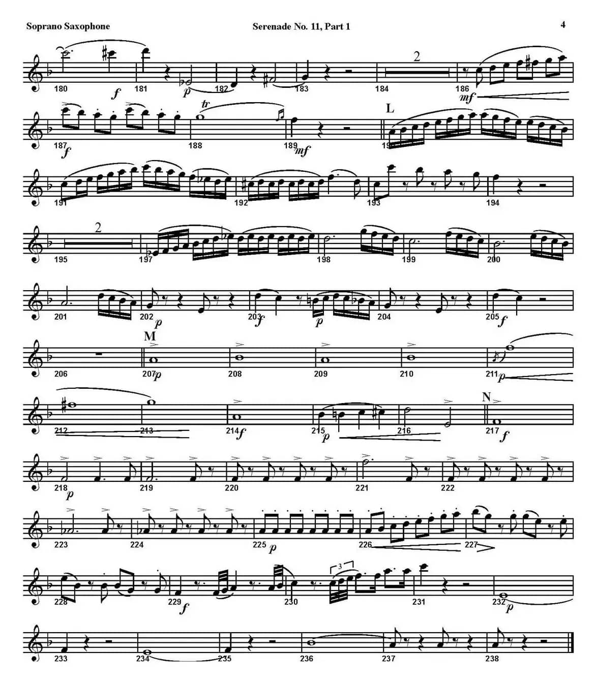 SERENADE No.11 in Eb，K.375 Part 1（四重奏·高音萨克斯分谱）