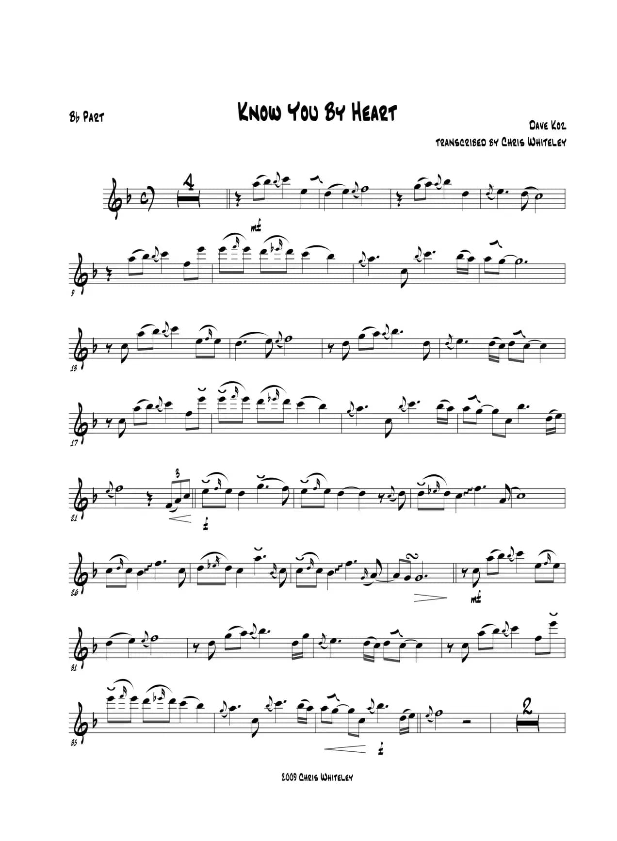 Know You By Heart（次中音萨克斯）