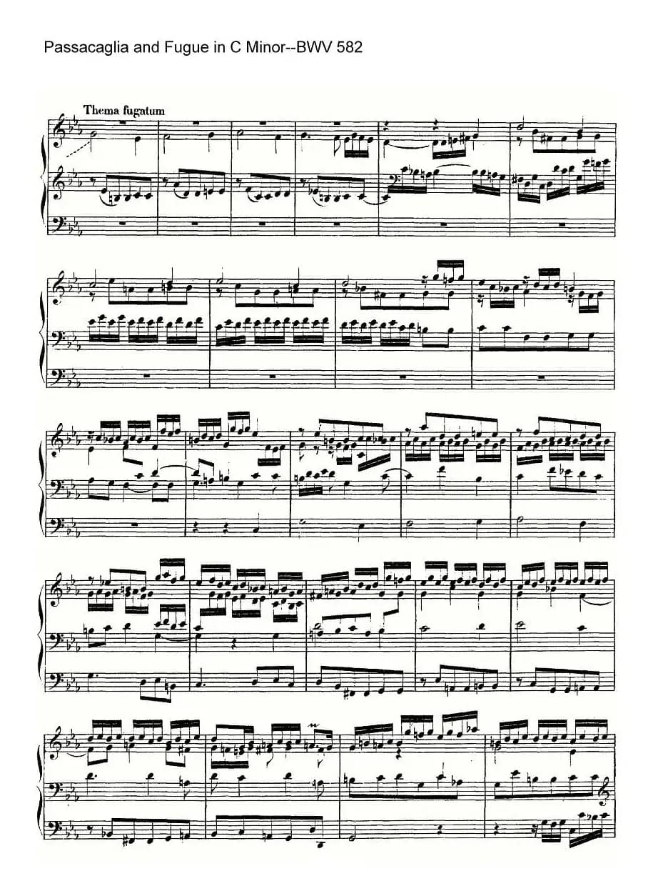 Passacaglia and Fugue in C Minor--BWV 582（管风琴谱）