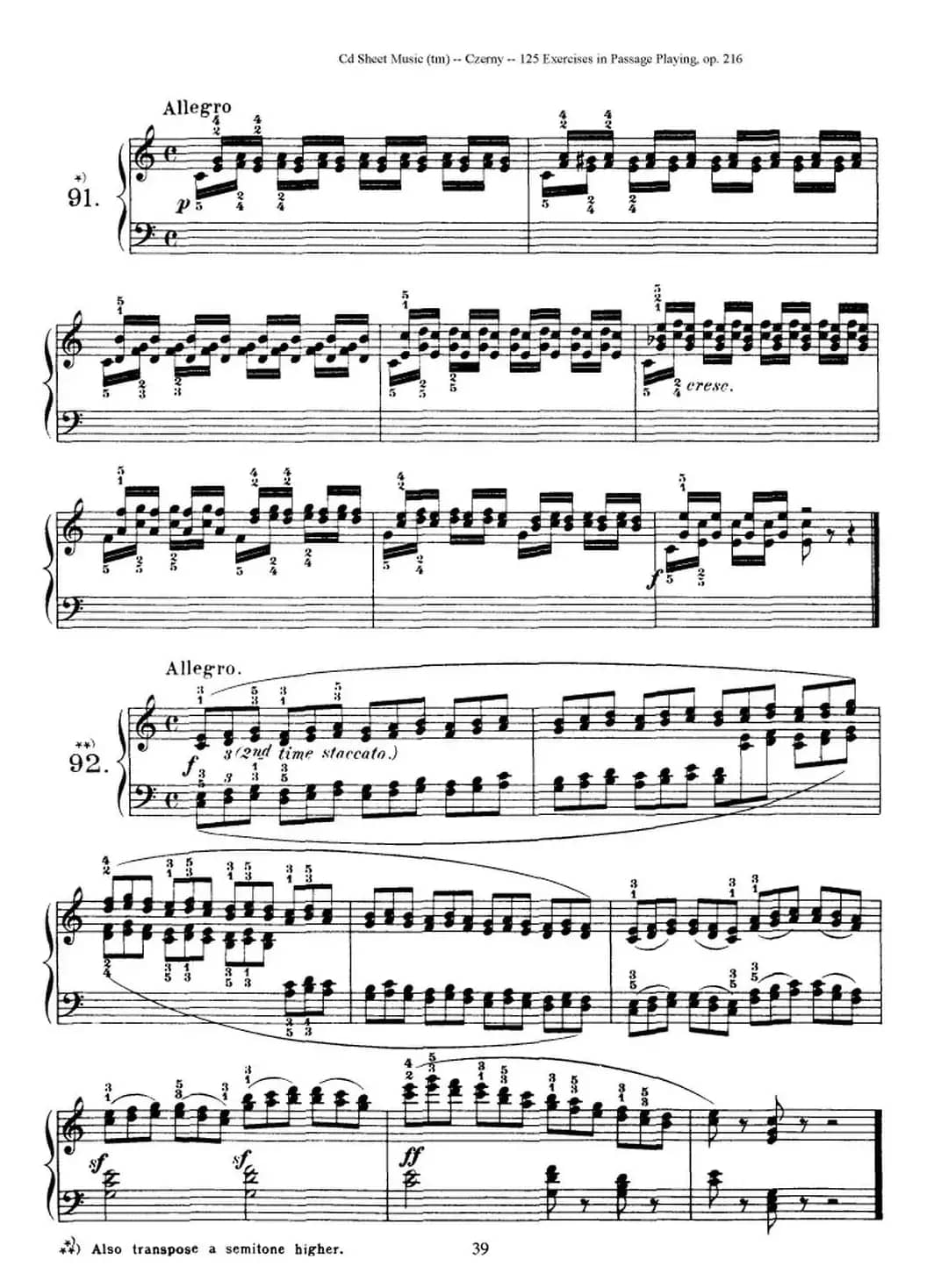 125 Exercises in Passage Playing Op.261（车尔尼125首钢琴短乐句练习曲（79——94）