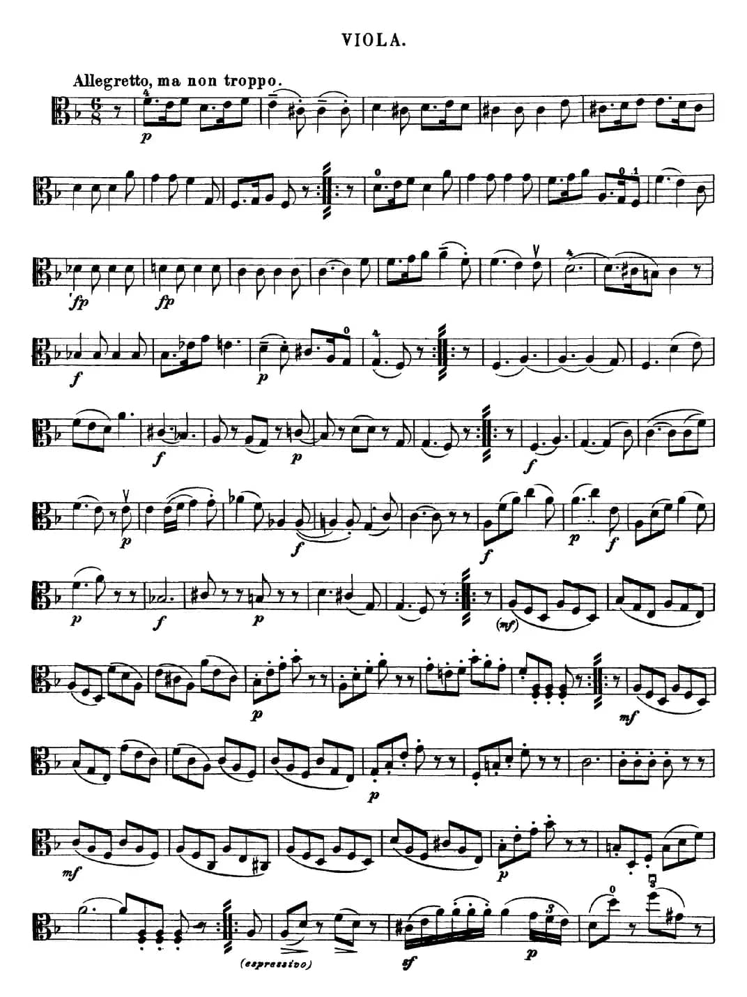 Mozart《Quartet No.15 in D Minor,K.421》（Viola分谱）