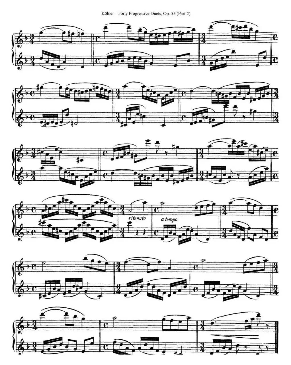 柯勒40首长笛提高练习曲OP.55（二重奏）（NO.5）