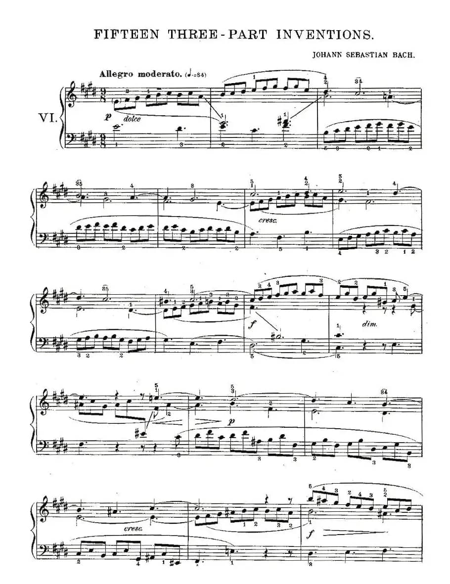 FIFTEEN THREE-PART INVETIONS之六（15首3部创意曲之六）