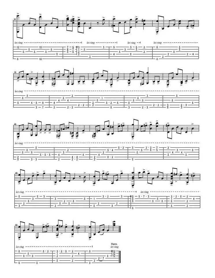 天空之城（标准调弦、指弹吉他谱）