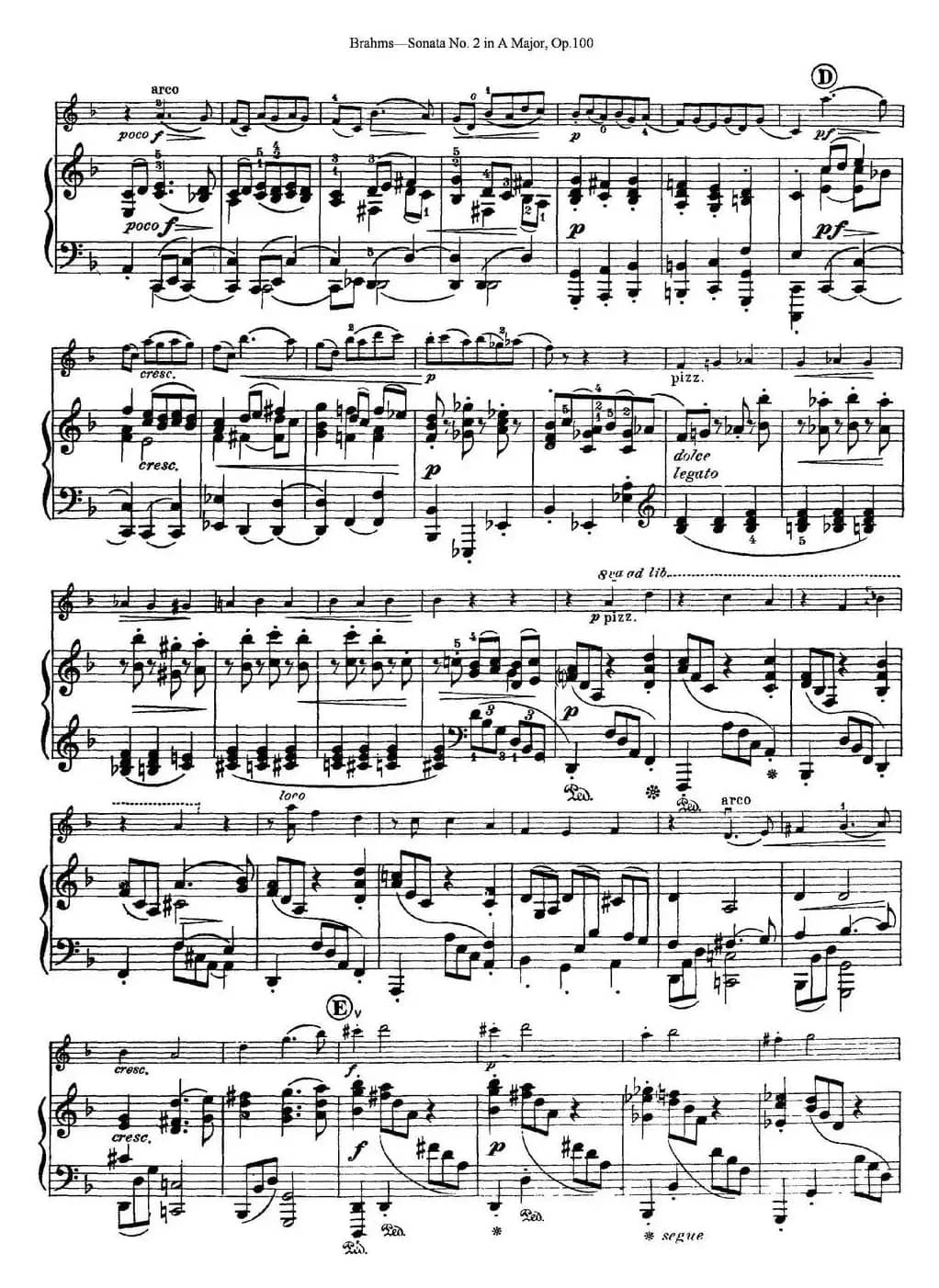 Violin Sonata No.2 in A Major Op.100（小提琴+钢琴伴奏）