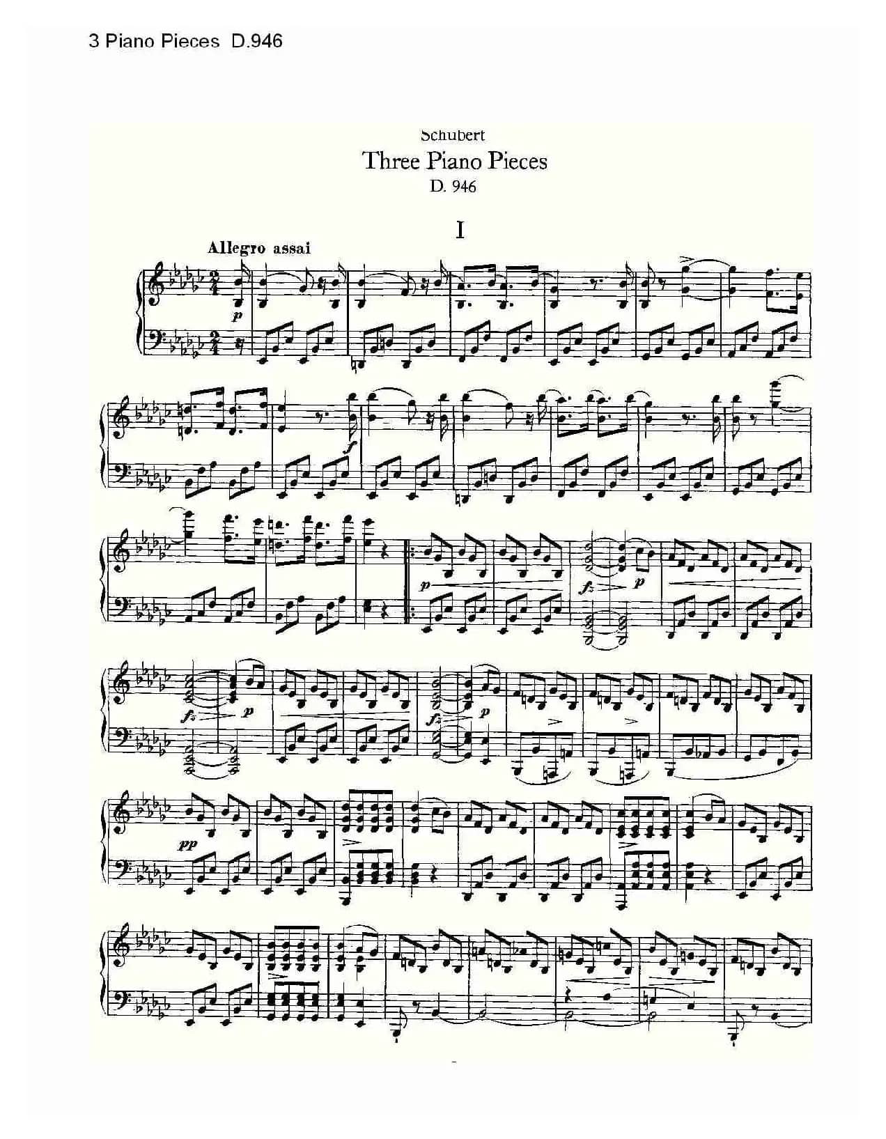 3 Piano Pieces D.946（钢琴三联奏D.946）