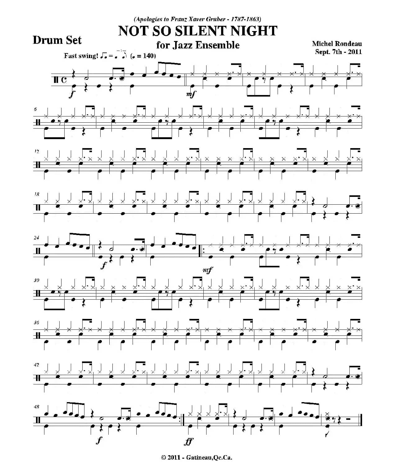 NOT SO SILENT NIGHT（爵士鼓分谱）