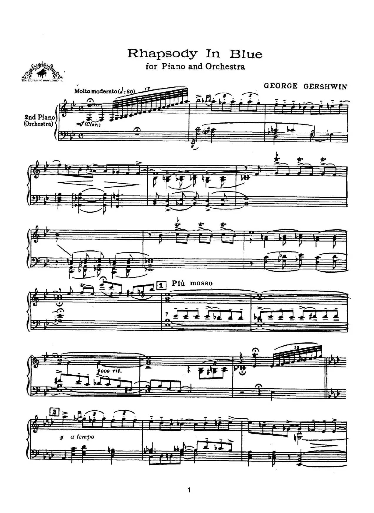 Rhapsody in Blue（蓝色狂想曲）（双钢琴）