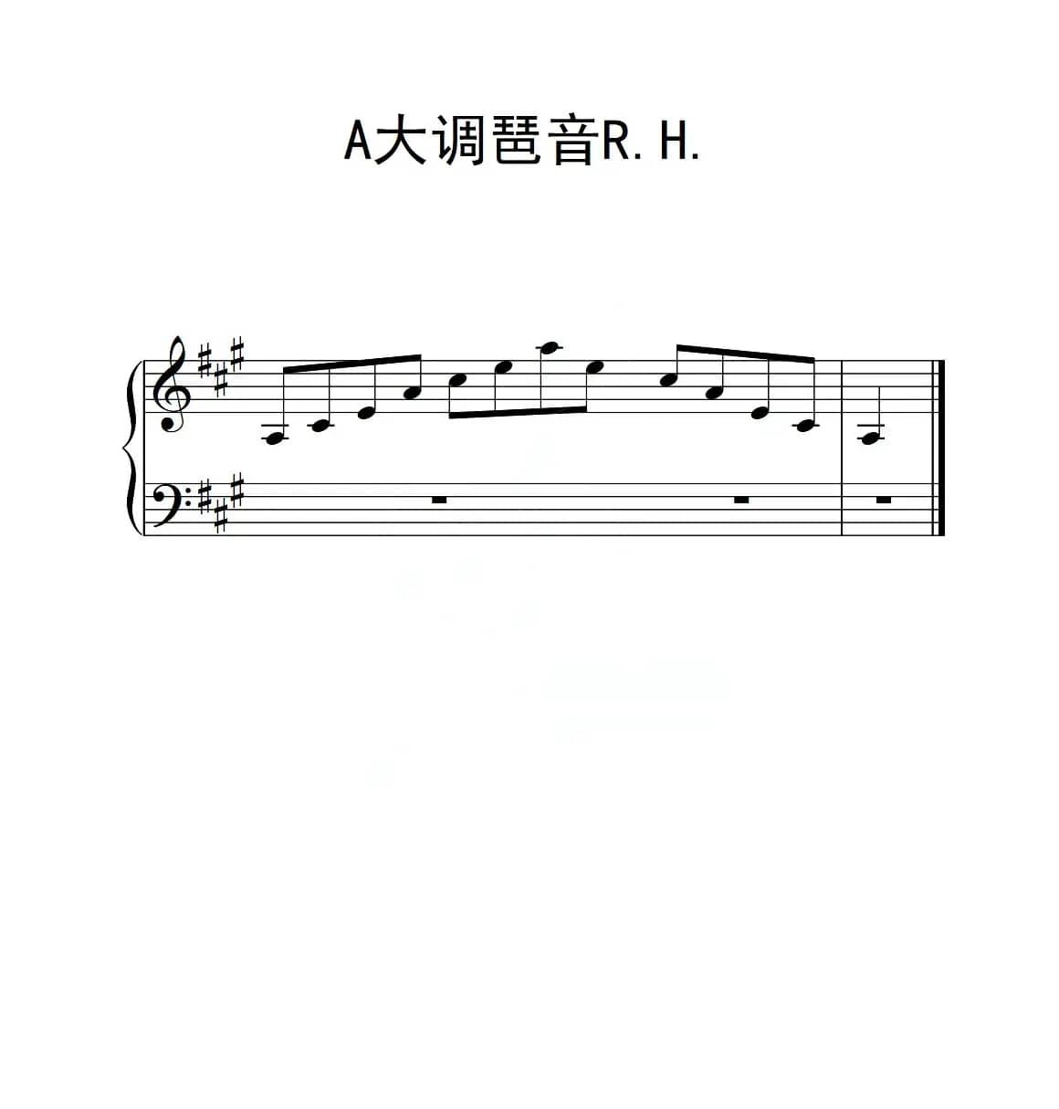 第二级 A大调琶音R H（中国音乐学院钢琴考级作品1~6级）