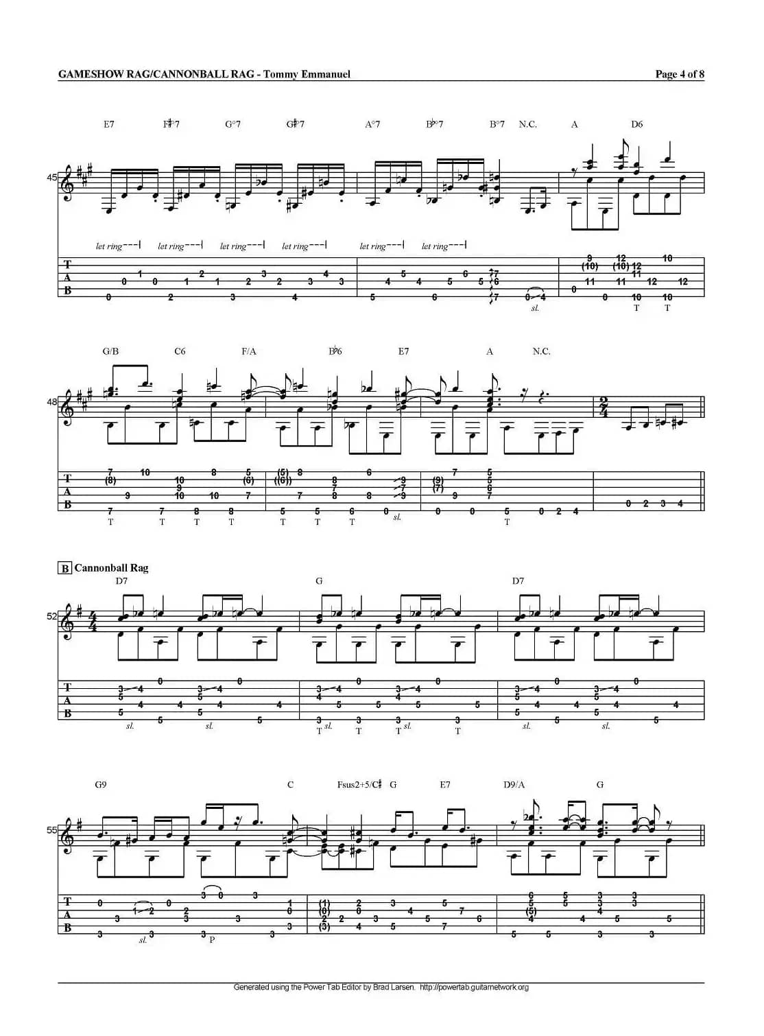 tommy emmanuel：gameshow rag/cannonball rag（指弹吉他）