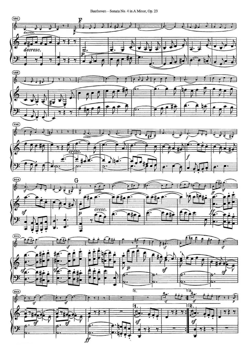 Violin Sonata No.4 in A Minor Op.23（小提琴+钢琴伴奏）