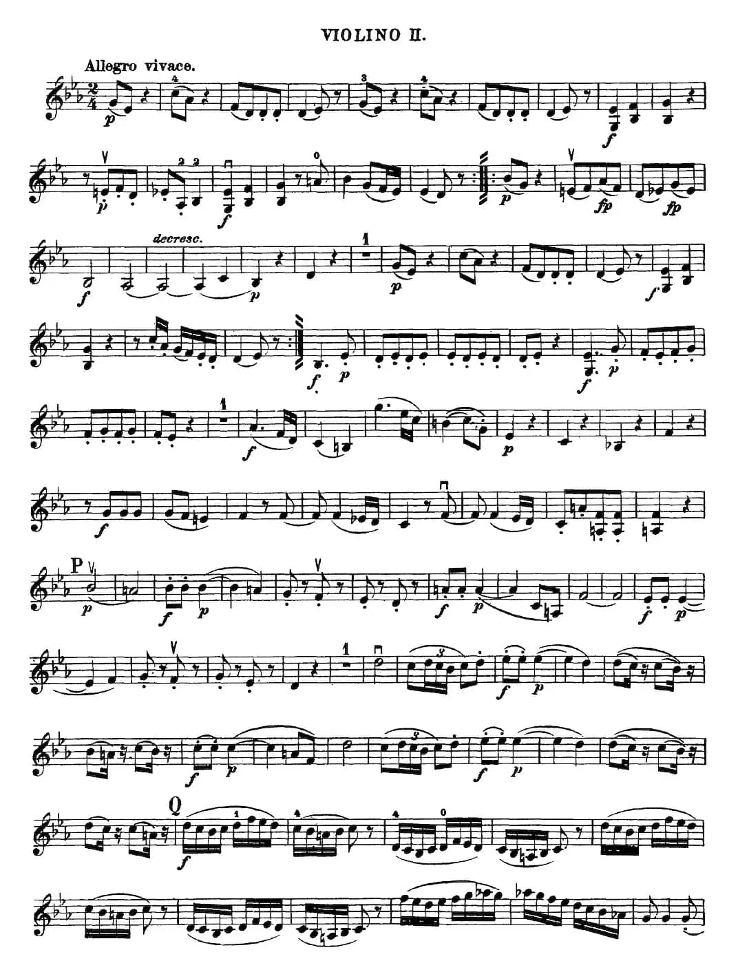 Mozart《Quartet No.16 in Eb Major,K.428》（Violin 2分谱）