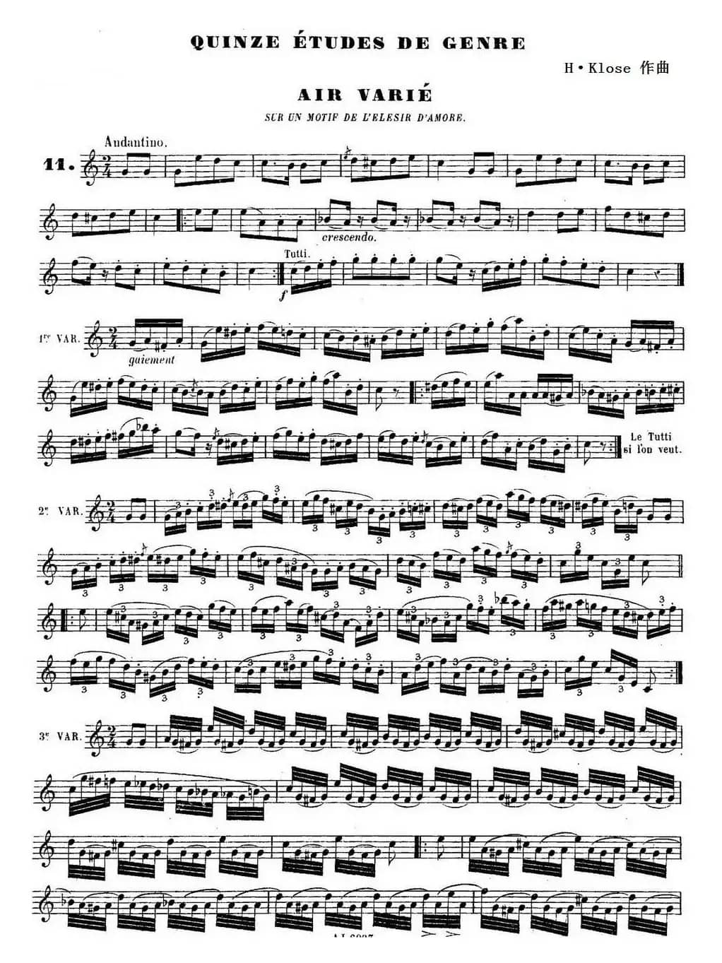 H·Klose练习曲（Quinze etudes de genre—11）