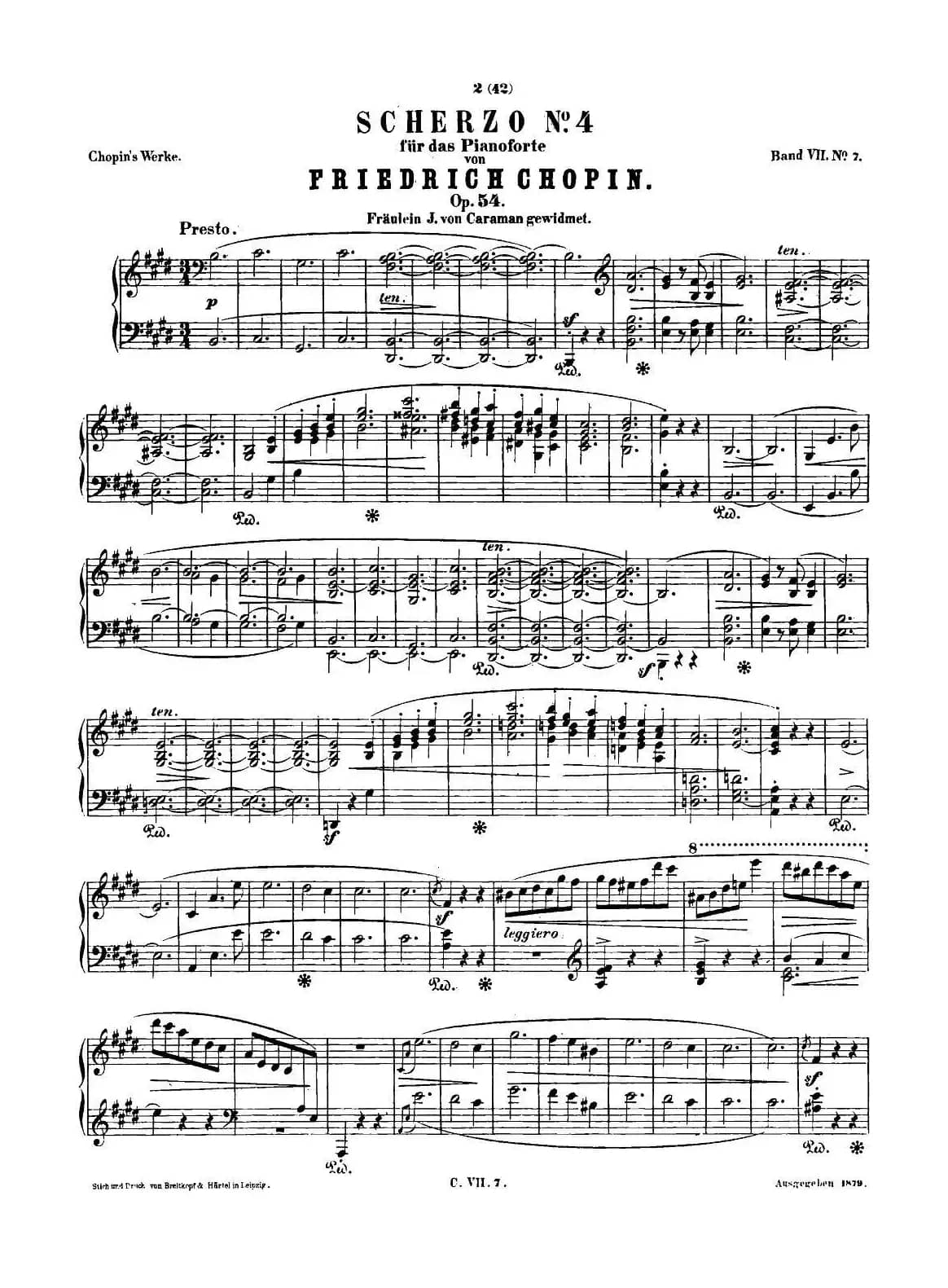 肖邦 钢琴谐谑曲 Chopin Scherzo（No.4  E大调，Op.54）