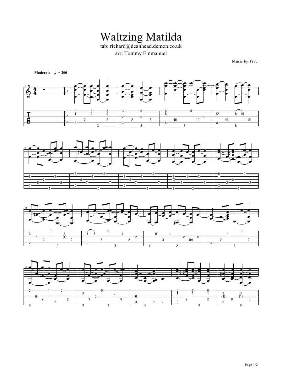 tommy emmanuel：waltzing matilda（指弹吉它）