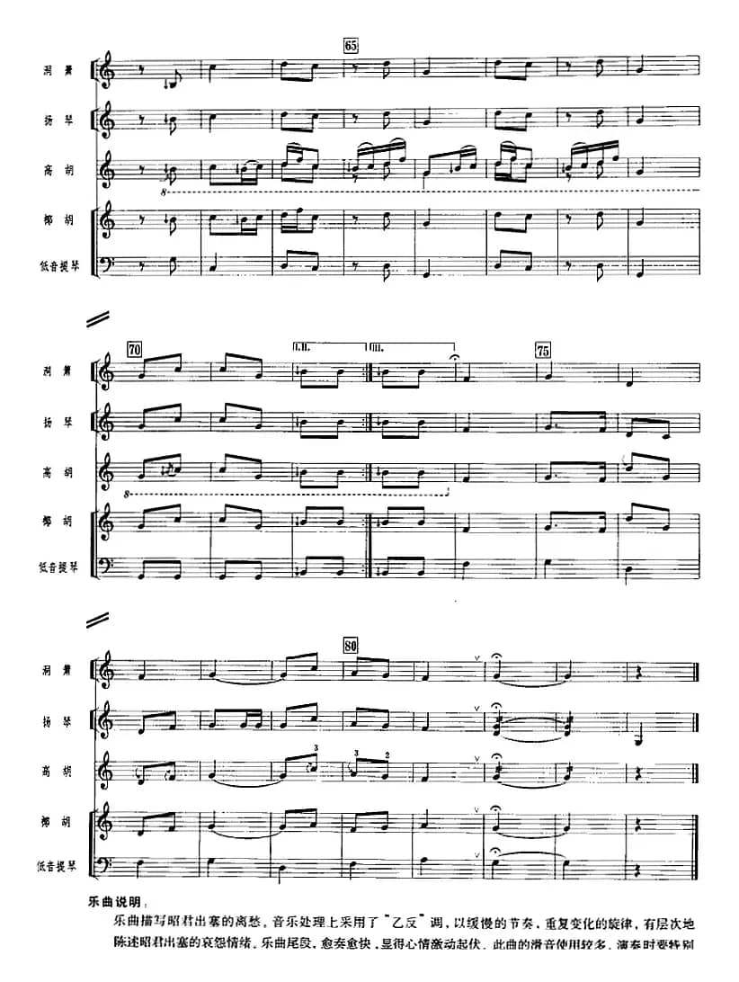 昭君怨（广东音乐、高胡+乐队伴奏、五线谱版）