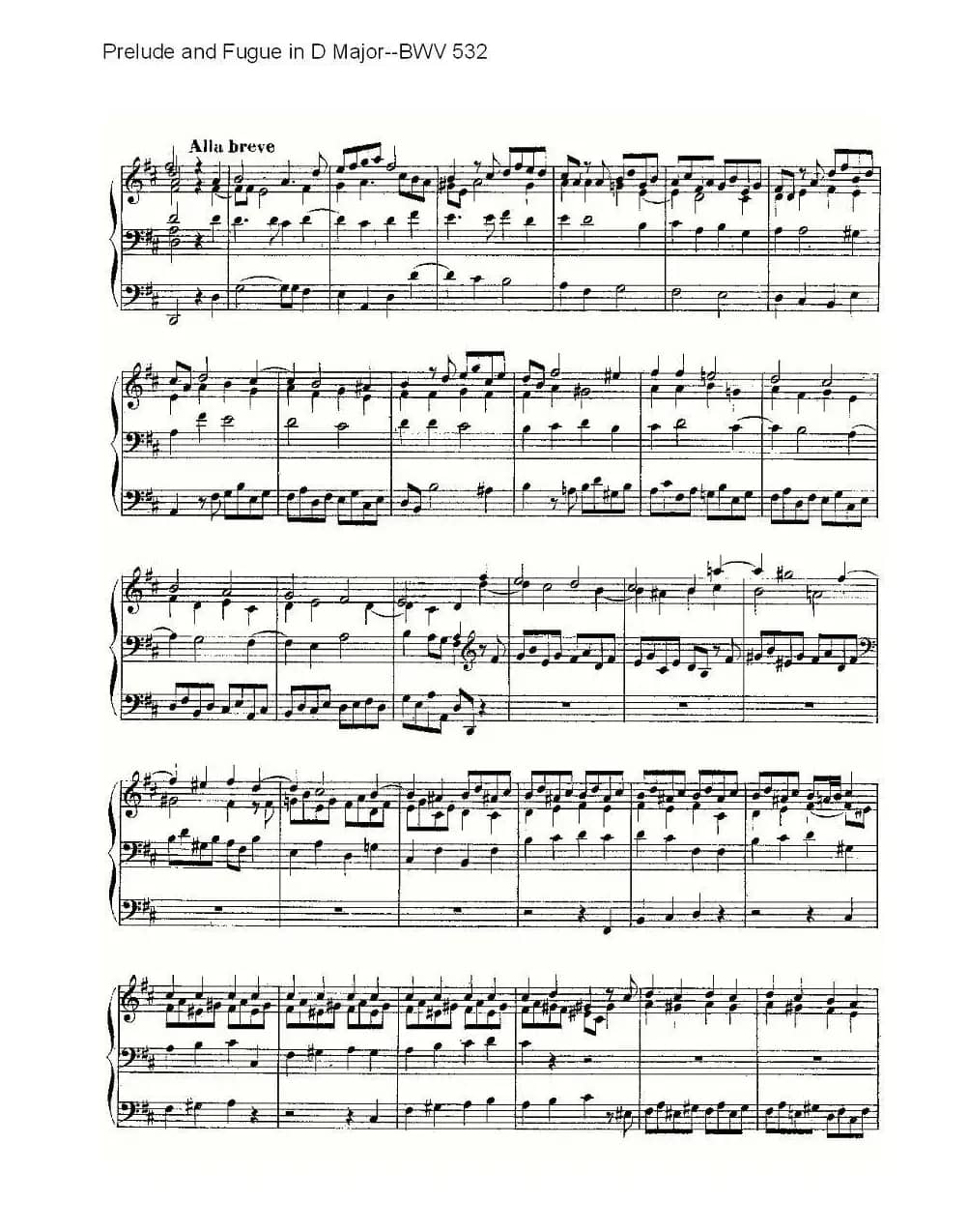 Prelude and Fugue in D Major--BWV 532  （管风琴谱）