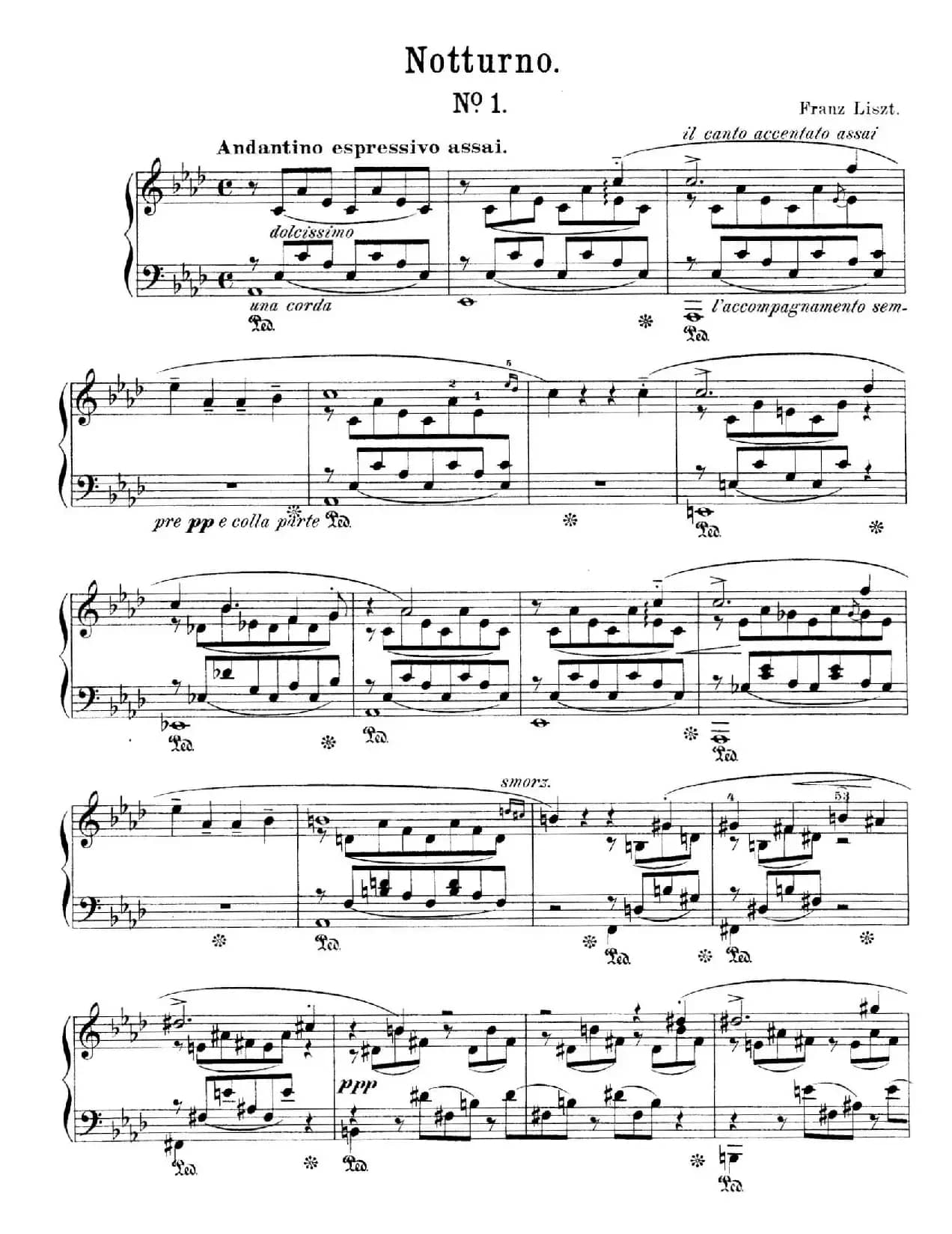 Notturnos S.541（3首夜曲“爱之梦”·1）