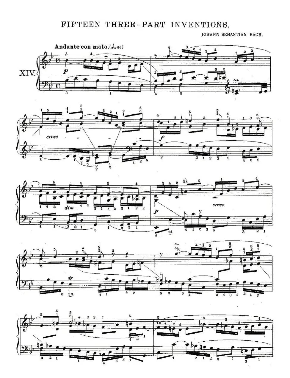 FIFTEEN THREE-PART INVETIONS之十四（15首3部创意曲之十四）